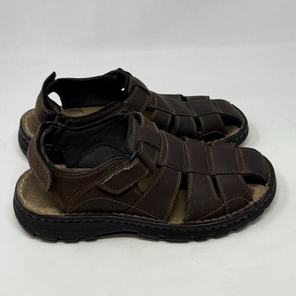 Skechers Fisherman Sandals Mens 10 Brown Leather Chunky Sole Casual Comfort Dad - Picture 3 of 16